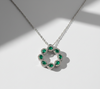 Timeless Oval Emerald & Diamond Circle Pendant – Fine Gold Jewelry