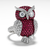 Natural Ruby And Diamond OWL Animal Ring In 18K Solid Gold , Elegant OWL Shape Ring