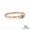 Minimalist Emerald & Diamond Trio Ring in 14K Gold - Gift For Her