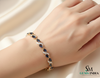 Elegant Oval Blue Sapphire and Diamond Tennis Bracelet - Gift For her