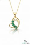 Oval shape Natural Emerald Diamond Heart Pendant - Fine Gemstone Jewelry