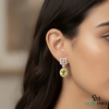 Green Oval Peridot & Diamond Luxury Drop Earrings