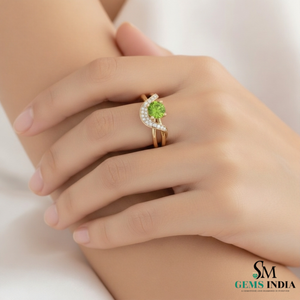 Natural Peridot Diamond Ring in 14K And 18k Gold – August Birthstone Jewelry