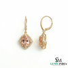 Oval Cut Morganite Halo Earrings with Diamond Accents – Elegant Bridal Dangle Jewelry