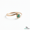 Dainty Emerald Bypass Ring – Thin Gold Stackable Ring