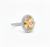 Oval Cut Citrine Ring with Diamond Halo - Citrine promise ring