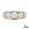 Round Opal and Diamond Band Ring in 14K Gold Eternity-Style Ring