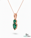 Two-Stone Natural Emerald Drop Pendant Round Pear Cut Design