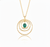 1.10 carat Oval shape Natural Emerald and Diamond Circle Pendant Necklace in 14K Gold