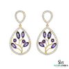 Marquise and Round Natural Tanzanite Diamond Teardrop Dangle Earrings – Elegant Gold Jewelry