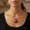 Classic Cabochon Natural Ruby Floral Pendant Necklace – Elegant Fine Jewelry