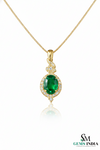 Elegant Oval Emerald and Diamond Pendant - Fine Jewelry For Women