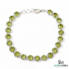 Classic Round Green Gemstone Link Bracelet - Bezel Style Tennis Bracelet