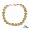 Classic Round Green Gemstone Link Bracelet - Bezel Style Tennis Bracelet