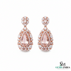 Elegant Pear Morganite Diamond Cluster Drop Earrings - Wedding guest jewelry