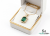 8.10 carat Stunning Natural Emerald Pendant Emerald Cut Green Gem with Diamond Halo Glow