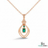 Natural Oval Green Emerald Teardrop Pendant For Woman