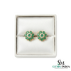 Luxury Round Emerald Cluster Stud Earrings – Diamond Floral Fine Jewelry