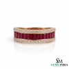 Baguette Cut Ruby Diamond Band Ring - Anniversary Ring For her