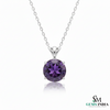 Natural Round Amethyst Gold Solitaire Pendant - February Birthstone