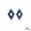 Marquise Cut Blue Sapphire & Diamond Cluster Stud Earrings - Luxury Sapphire Earrings