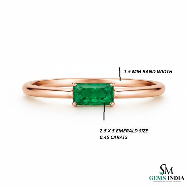 Emerald Cut Green Emerald Solitaire Ring – Minimalist Classic Fine Jewelry Engagement Style