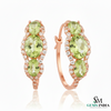 Elegant Oval Peridot & Diamond in 14k and 18kGold Hoop Earrings