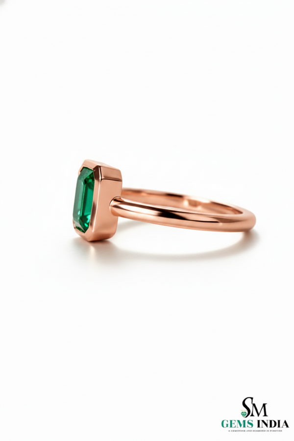 Minimalist Emerald Cut Emerald Gold Ring – Modern Bezel Setting