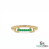 Contemporary Link Style Fine Jewelry Statement Ring with Green Gemstones