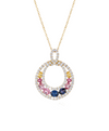 Rainbow Multicolor Oval Gemstone Pendant in 18k Gold