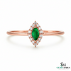 Marquise Cut Green Emerald Halo Ring with Diamond Accents – Vintage Style Fine Jewelry