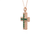 2.65 carat Square Shape Natural Emerald and Diamond Cross Pendant Necklace in 14K Gold
