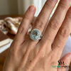 Cushion Aquamarine Engagement Ring with Diamond Halo Split Shank