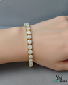 Round Opal Tennis Bracelet in 18k Gold – Classic Elegant Gemstone Jewelry
