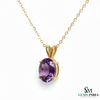 Luxury Oval Amethyst Gemstone Pendant in 14k and 18k Gold