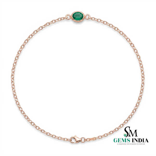 Oval Natural Emerald Gold Bracelet – Elegant Everyday Fine Jewelry