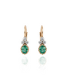 2.10 carat Oval Natural Emerald Dangle Earrings with Diamond Cluster 14K Gold Gift for Her