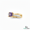 Elegant Princess Cut Amethyst Diamond Ring in 14k and 18k Gold Fine Gold Jewelry