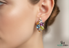 Colorful Cluster Gemstone Huggie Earrings in 14k Gold – Statement Hoops