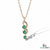 Three Stone Green Emerald Drop Twist Pendant - Halo Gemstone Pendant