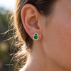 Natural Emerald Teardrop Halo Stud Earrings in 14k gold Fine Gold Jewelry