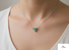 1.3 carat Round shaped Three Stone Natural Emerald Cluster Pendant in 14k yellow gold