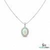 Natural Oval Opal Pendant with Diamond Halo Pendant for Women