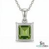 Princess Cut Peridot Solitaire Pendant Minimalist Square Gemstone Jewelry