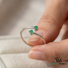 Emerald Bypass Ring in 14K Gold - Open Two Stone Adjustable Minimal Ring