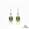 Emerald Cut Natural Peridot Diamond Dangle Earrings - Fine Jewelry Earrings