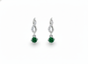 1.80 carat Gold Swirl Diamond Earrings with Round Natural Emerald Drops Gift for her