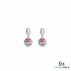 Multi-Color Sapphire & Diamond Disc Drop Hoop Earrings - Rainbow Gemstone Fine Jewelry for Women
