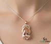 Elegant Pear-Shaped Morganite Diamond Halo Pendant – teardrop morganite pendant