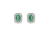 1.90 carat Emerald-Cut Green Emerald Stud Earrings Diamond Halo Design
